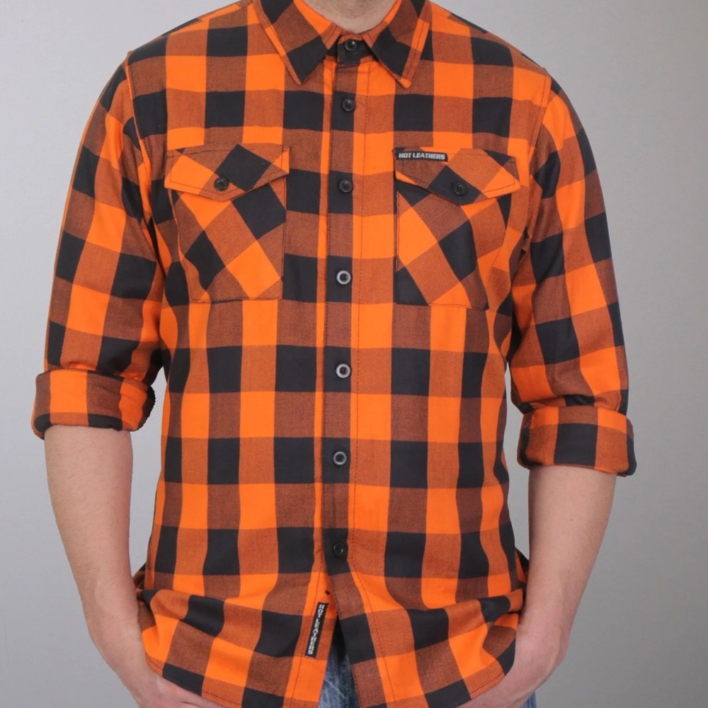 Hot Leather Men’s Everyday Riding Heavyweight Flannel Plaid Shirt